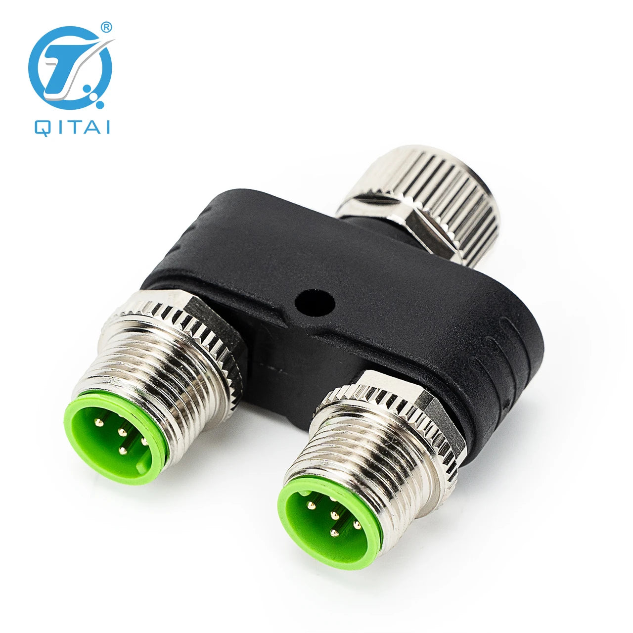 QITAI M12-F05 2xM05A Y Splitter Waterproof 5-Pin 2 Male to 1 Female Automotive Signal Sensor Connector Plug