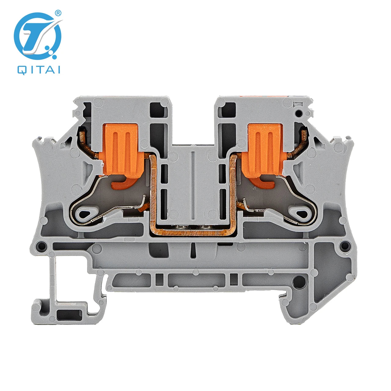 QPTV6 Din Rail Mounted Quick Connect 1000V 41A Single Layer Feed-through 6mm2 Terminal Block