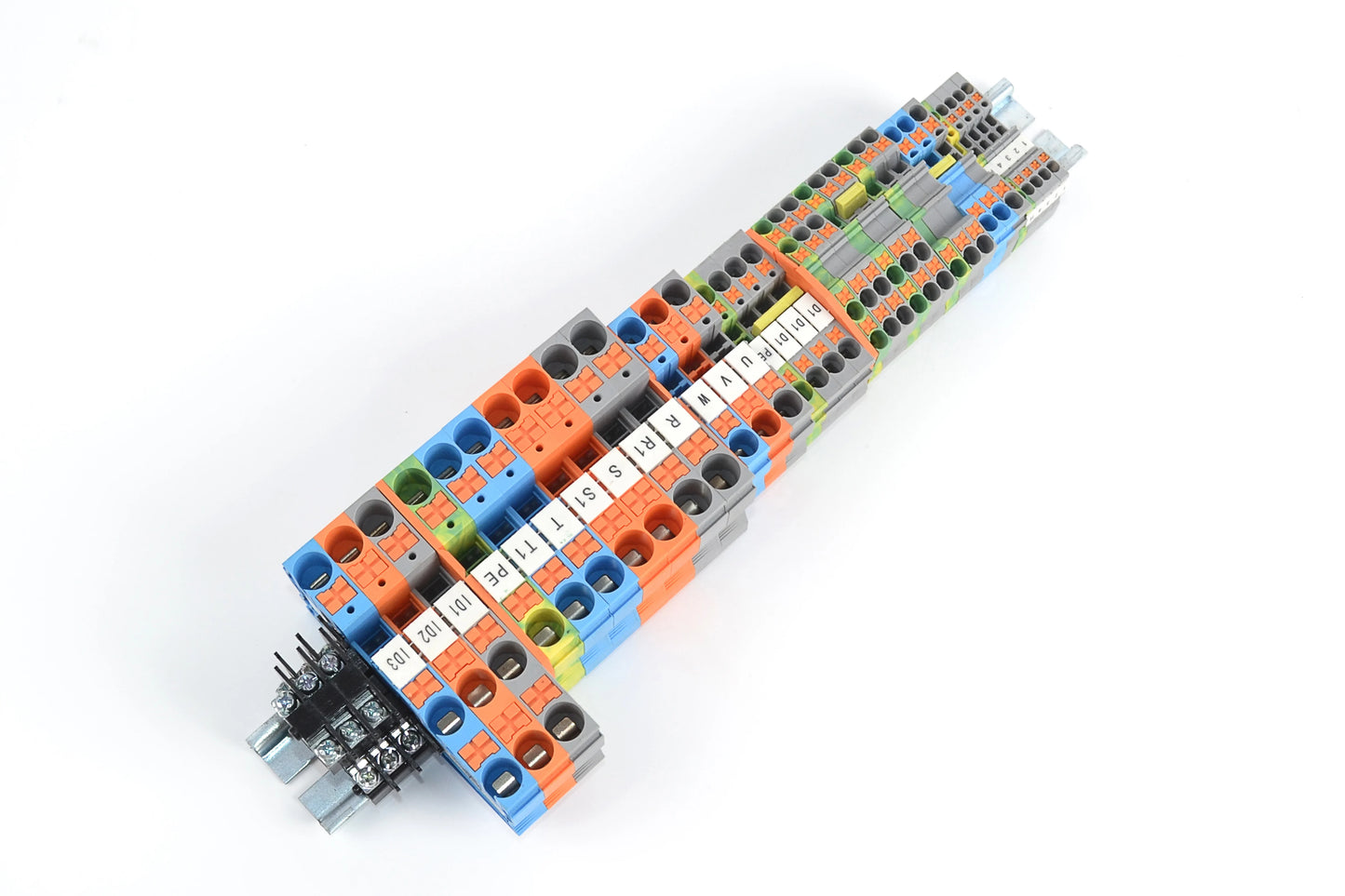 QPT16 Din Rail Terminal Block with 2-Contacts Spring Plug-in Type Made of Durable PC & Nylon Plastic for Electrical Connections