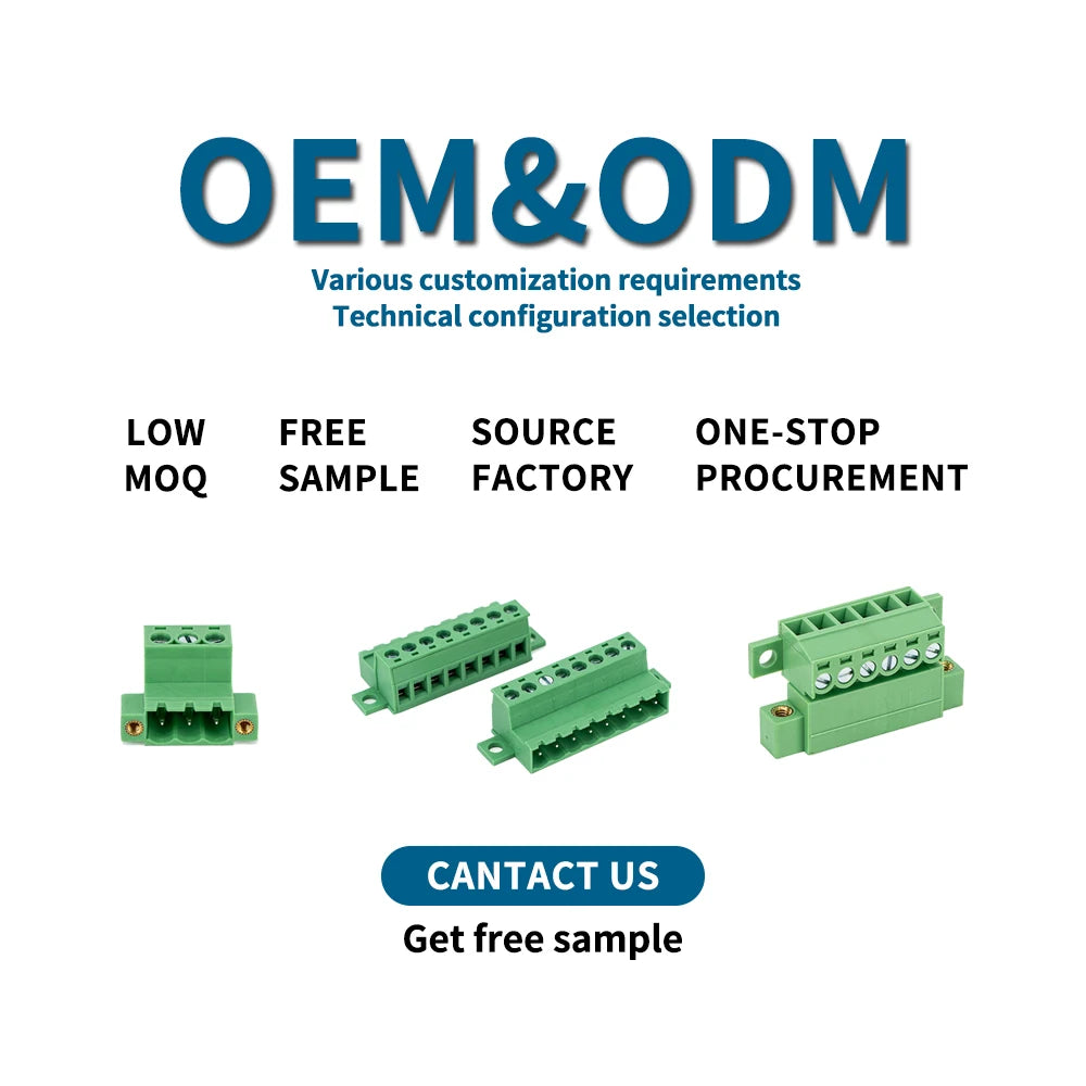 QPV-350 3.5mm Pcb Terminal Block Pluggable Terminal Block 6 Pin Screw Terminal 2-24P Customization Male and Female Connection
