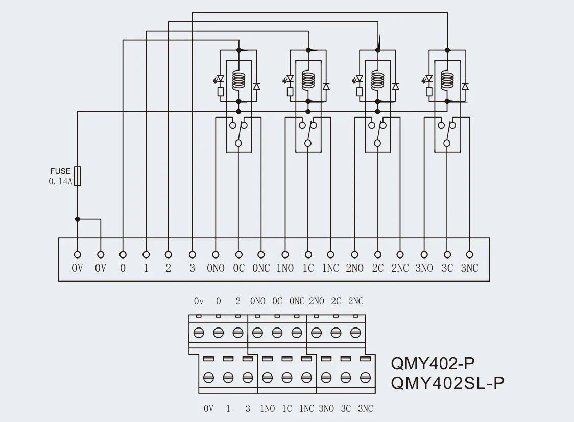 QMY402SL-P 4/8/16/32 Channel DC24V 4 SSR Intermediate Relay Converter Module for PLC Terminal