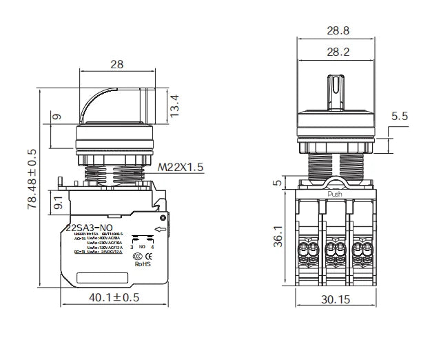 Customized High Quality Automation Mechanical Equipment Switches Knobs Push Buttons 110V 220V 24V Pressbutton Metal Plastic