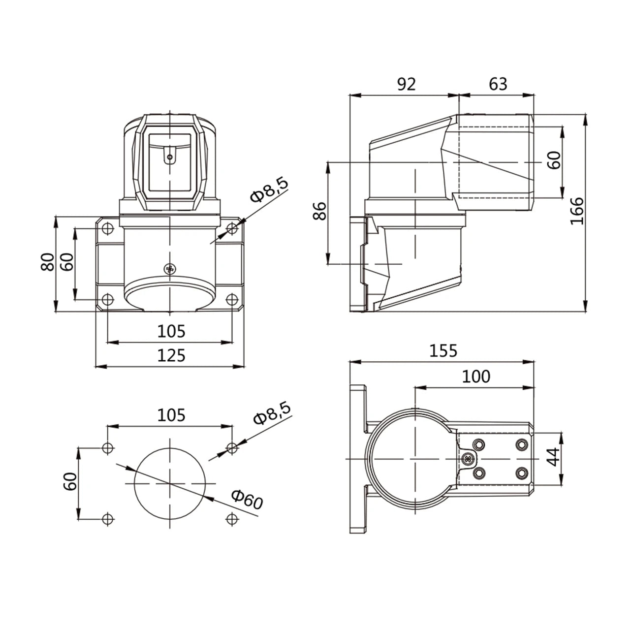 Electrical Equipment Enclosures Racks and Cabinets Model Swivel Base Aluminium Alloy Tube