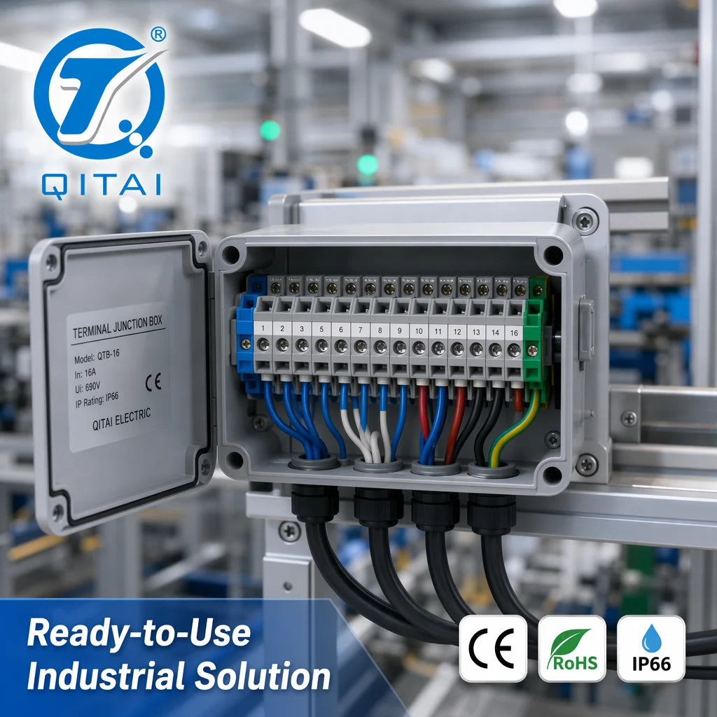 PBT Series Terminal Block Box IP66 Waterproof Integrated Junction Box with 3-6 Poles Pre-installed Terminal Strip