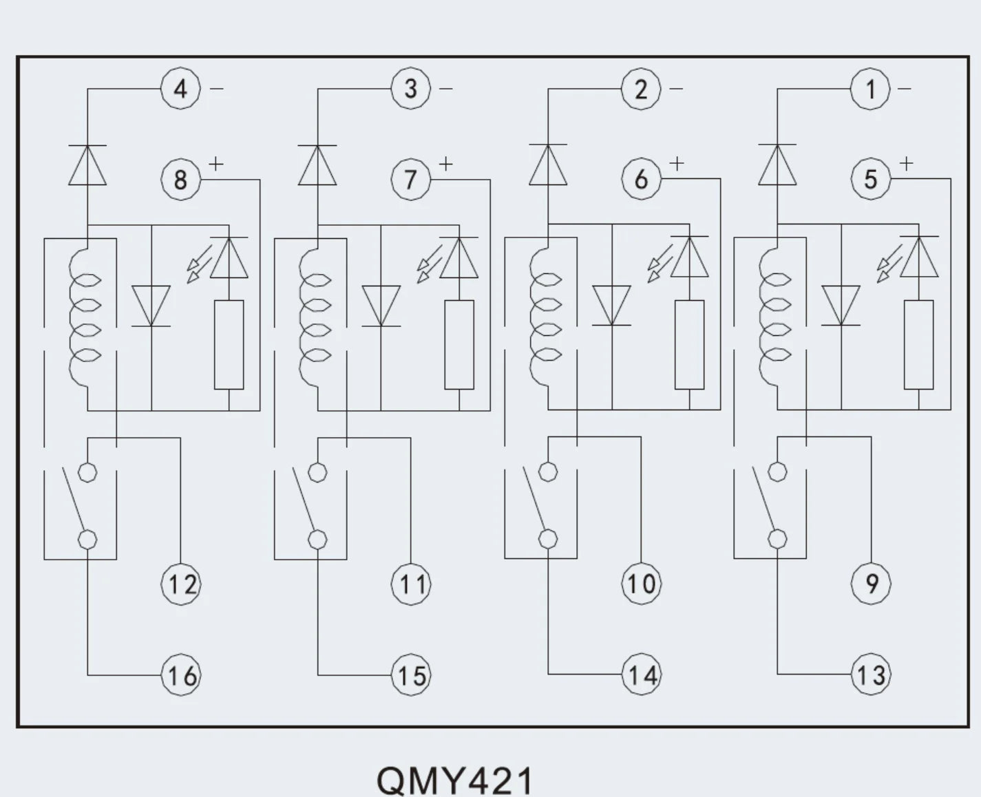 QMY421 G6B-4BND Miniature 4-Channel 250V 5A Terminal Relay Module Four-Point Output with NPN PNP LED Indicator