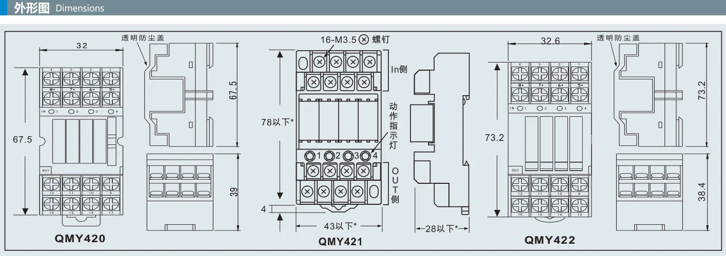 QMY421 5A DC24V 7.5mA 4 Channel Terminal Block 180mW Contact 1A Relay Module Automotive