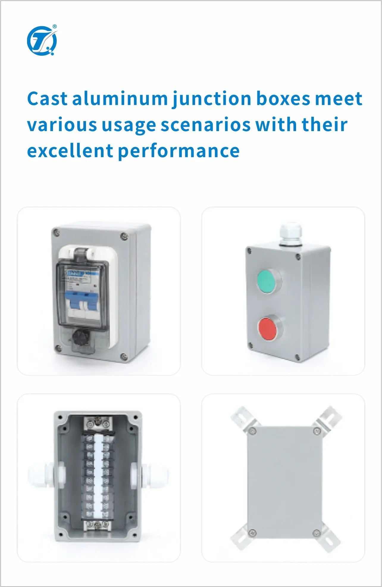DA Series Aluminum Waterproof IP66 Junction Terminal Box Electronics Distribution Box Project Electronic Terminal Enclosure