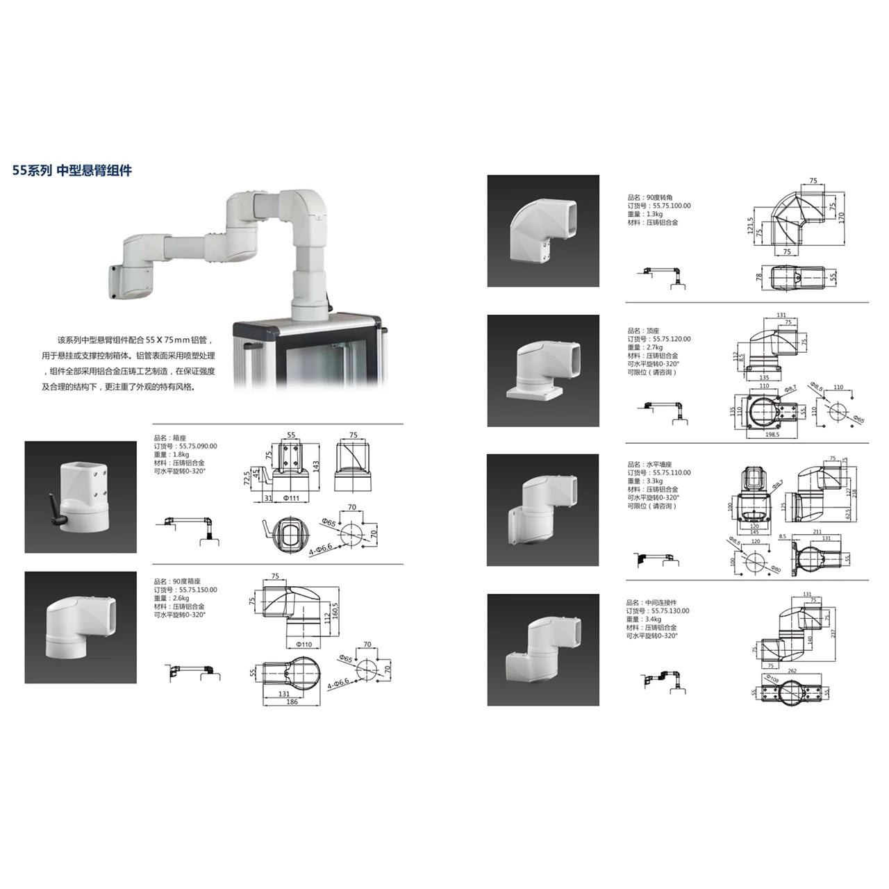Electrical Equipment Enclosures Racks and Cabinets Model Swivel Base Aluminium Alloy Tube 90°