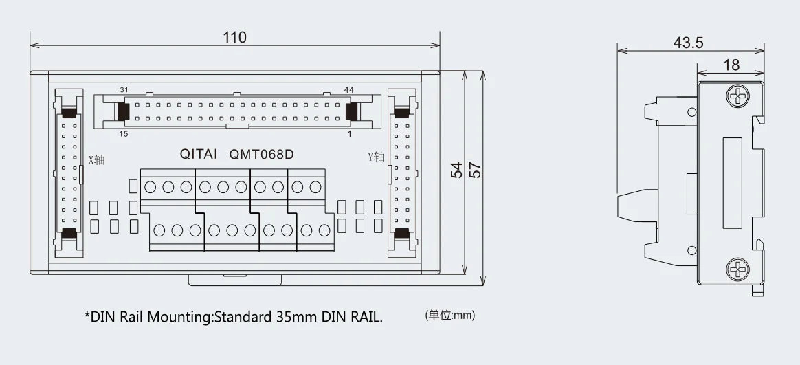 QMT068C Terminal Block 2 Axis Servo/stepper Control Block Quick Connection Between Positioning Module and Servo Drive