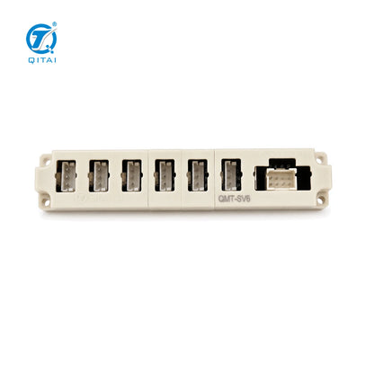 QMT-SV6 6 Way Solenoid Valve Manifold Connector Terminal Block DC24V 70mA DIN Rail Mount NPN PNP for PLC Pneumatic Control