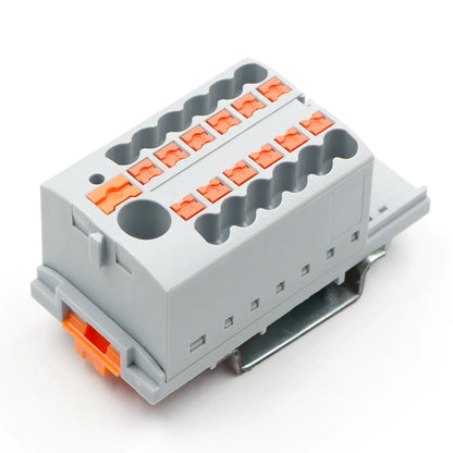 QPTFX 6/12*2.5H Spring Connection Copper Contact 24A Max Continuous Amp Industrial Use Distribution Block Made Brass Plastic PC