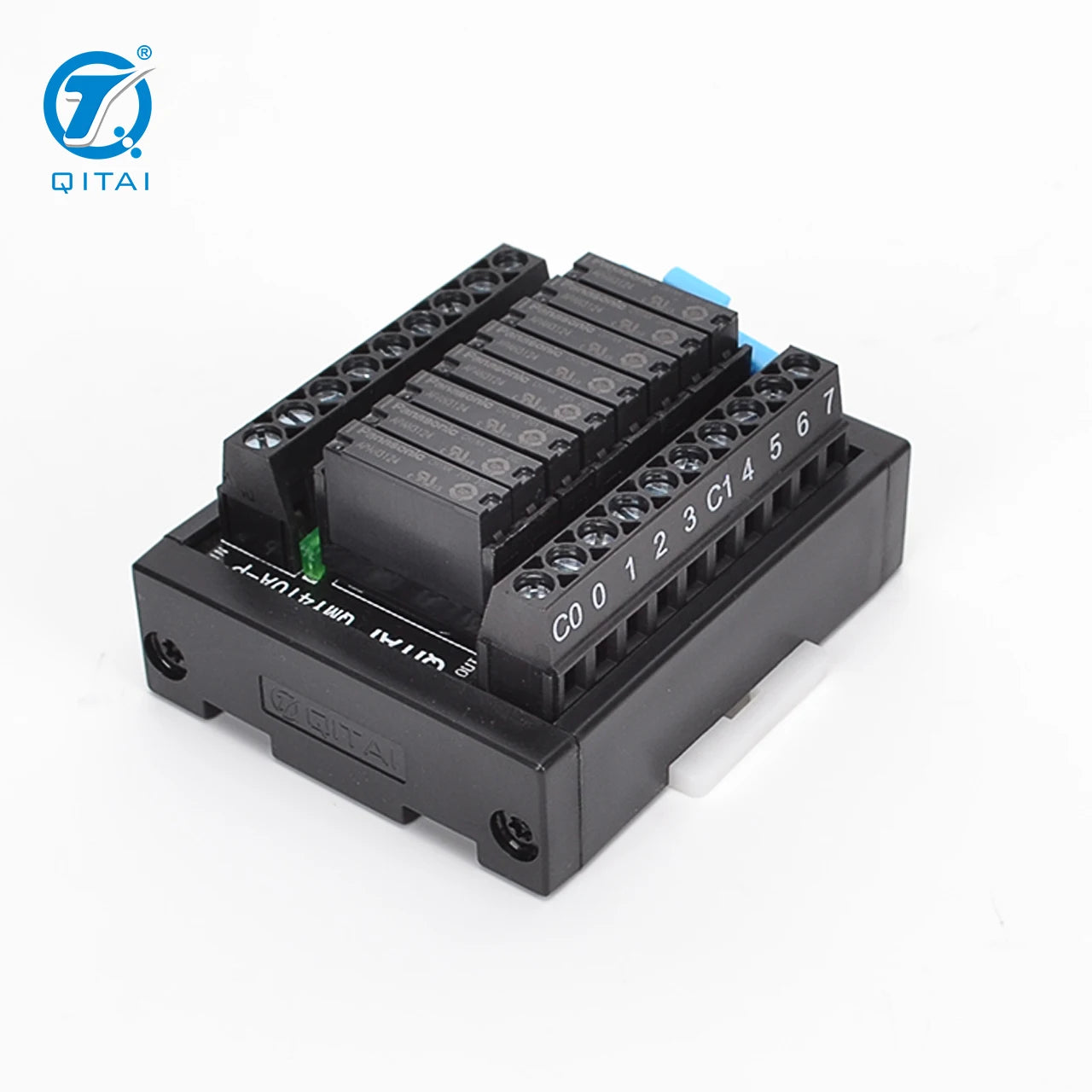 Miniature NPN 8-Bit Electromagnetic Relay Module DC24V 1A 250VAC/30VDC for 35mm DIN Rail with Surge Suppression Circuit