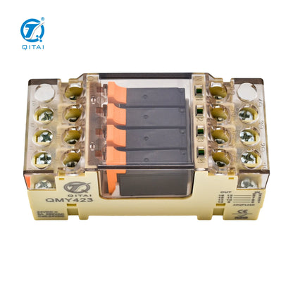 QMY423 4 Bit Relay Module 24V DC 5A 250V AC Industrial Control Board with LED Indicator DIN Rail Mount PA66 for PLC Systems