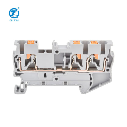QPT-2.5/1*2 PT 2.5-TWIN 2.5mm² Din Rail One in Two Out 800V 28A Push-in Connection Straight Plug Type Terminal Block