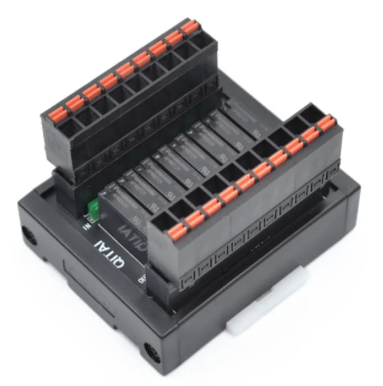 Miniature NPN 8-Bit Electromagnetic Relay Module DC24V 1A 250VAC/30VDC for 35mm DIN Rail with Surge Suppression Circuit