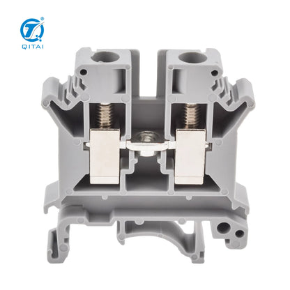 QUKJ-6 Din Rail Screw Terminal Blocks 800V 6mm Din Rail Terminals Screw Clamp Type Terminals Uk Terminal Block Screw Blocks