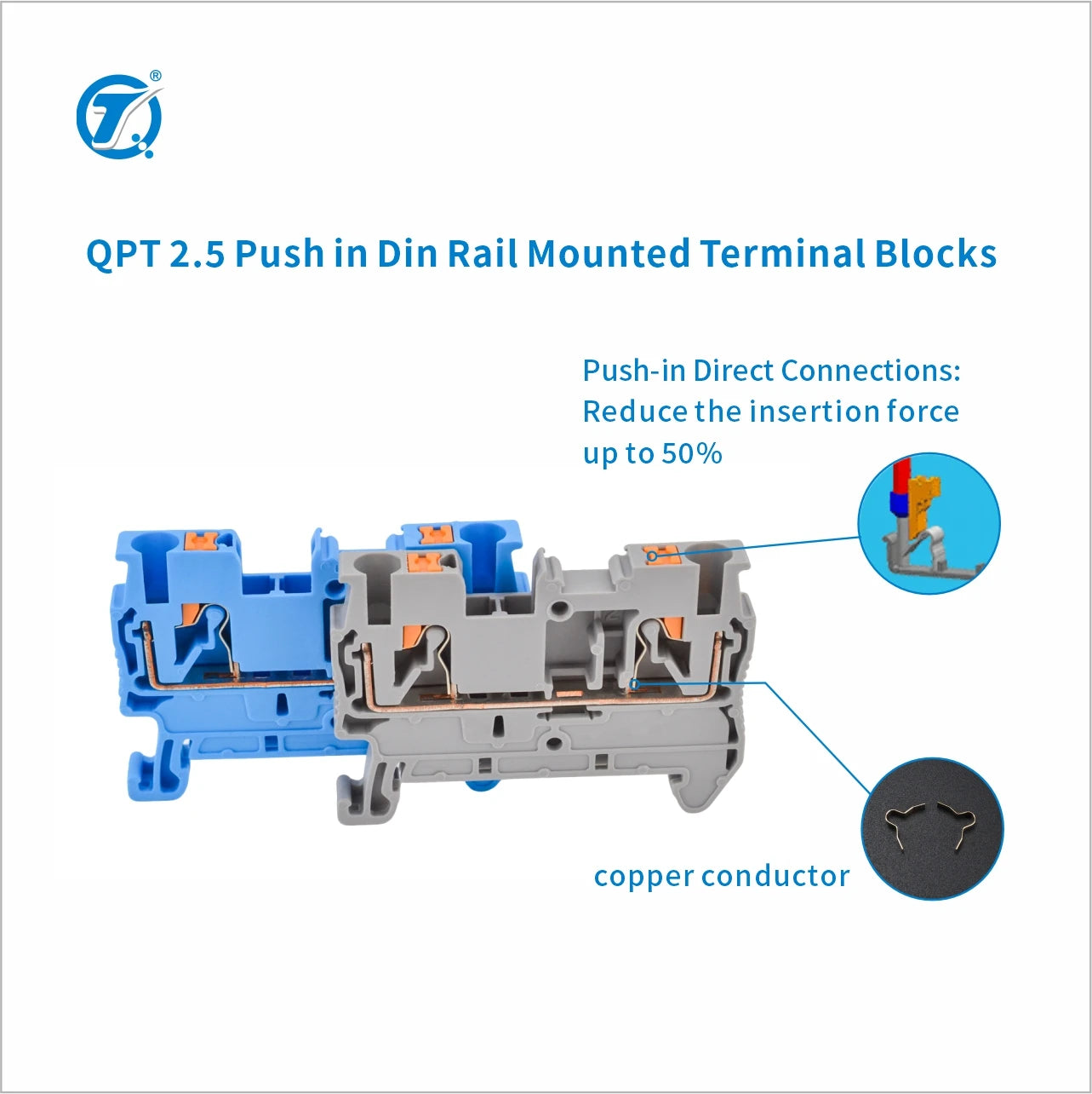 QPT1.5 PT Electrical Terminals 500V 17.5A Din Rail Mounted Terminal Block Strip Wire Connect 16mm Terminal BlockTerminal Blocks