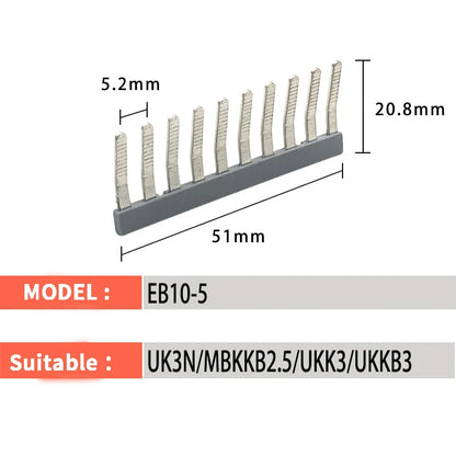 EB 10-5 EB 10-6 EB 10-8 Din Rail Screw Terminal Blocks Short Link Comb Brush Bridge Central Fixed Bridge Plugging Jumper