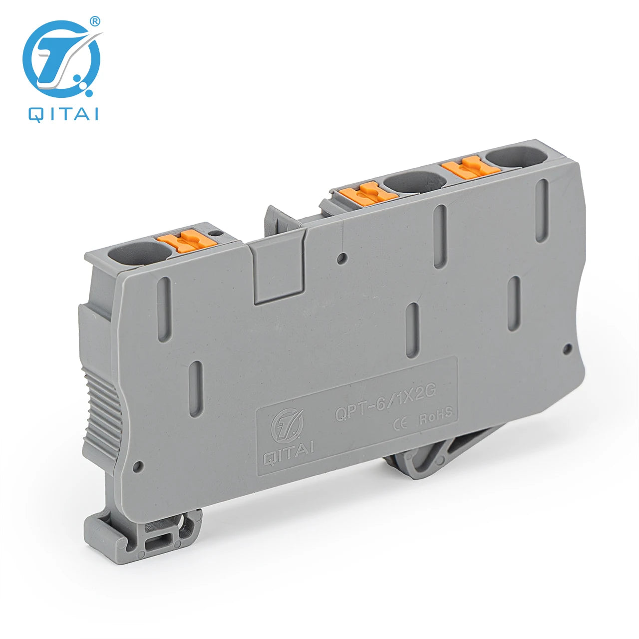 QPT PT1*2 TWIN Feed Through Din Rail Spring Electrical Connection Wire Connector 1way 2 Out Terminal Block Connector 2.5mm