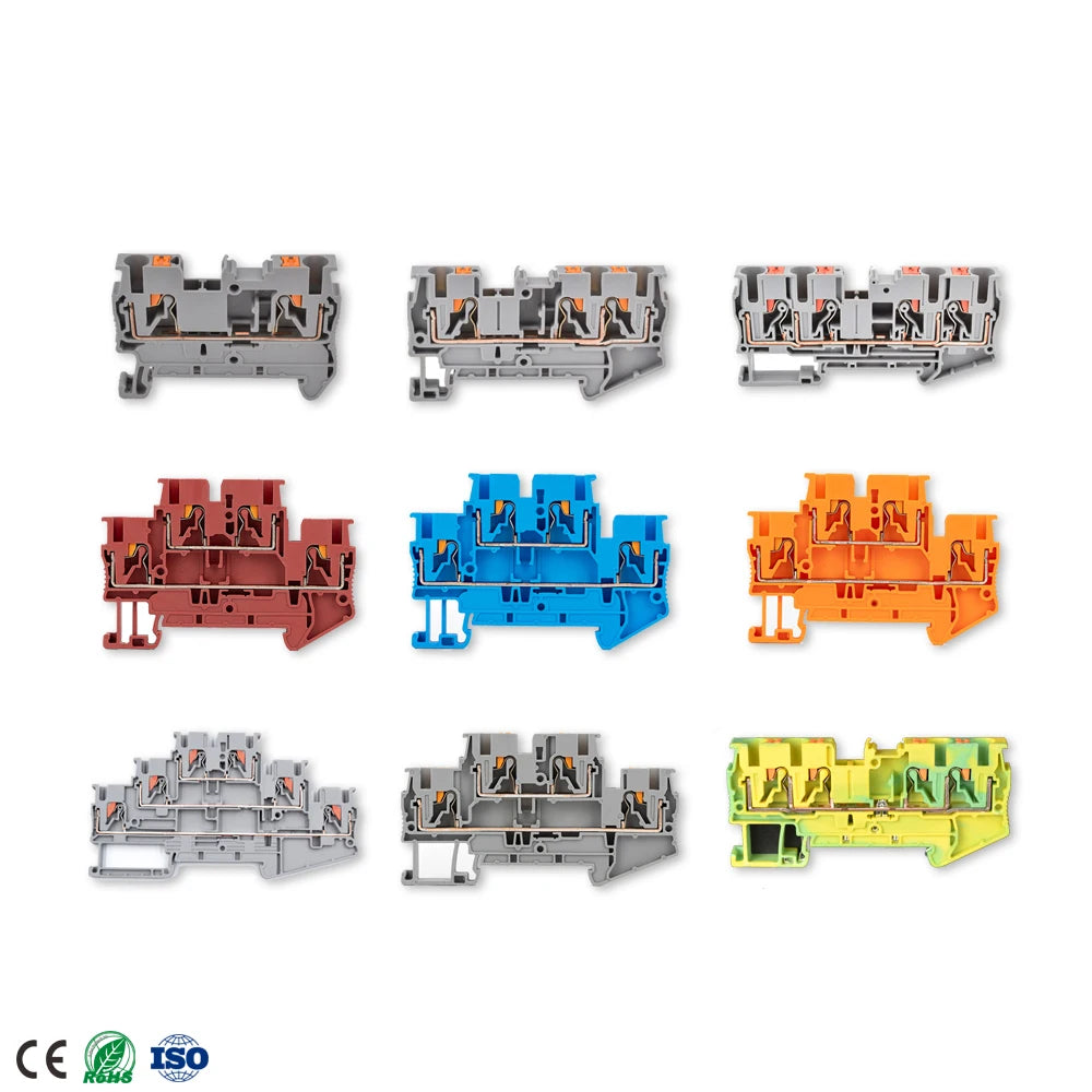 QPT2.5  PT2,5  Din Rail Terminal Block 800V 24A Push-in Connection 26-12AWG Spring Plug in Terminal Block  for 2.5mm² Wires