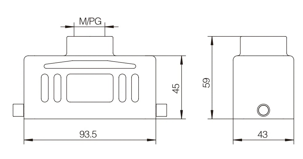 H16B-TK-2B-M25 Industrial Heavy Duty Connector Compact Series Top Entry Protective Hoods Aluminum Housing Copper Contacts