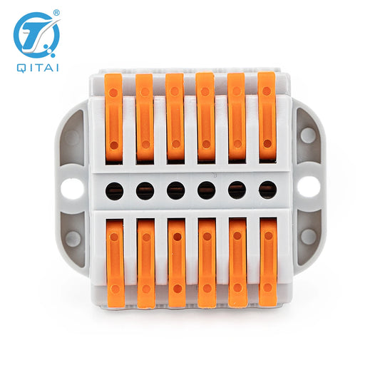 KV233-500T-6P Quick Wiring Terminal Block 250V 32A Quick Connect Crimp Terminal Quick Connector Electrical Terminals Orange Mini