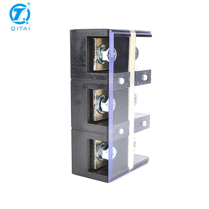 QTB-40003 415A Wire Barrier Block Terminal Strip Easy Installation Professional Brass 3Bits Fixed Dual Row Terminal Strip