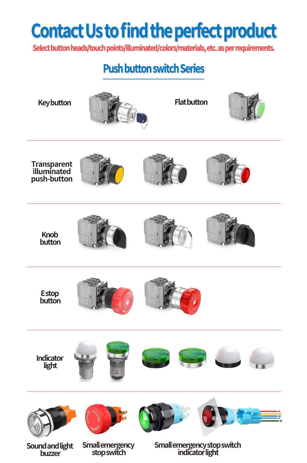 22mm 16 QDN Aluminum ABS Metal Marine Push Button Switches Selector Switch Waterproof IP53 10A 1NO Emergency Stop Start Function