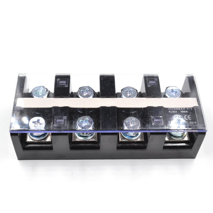 QTB-10004 101A 25mm2 High Current Barrier Terminal Block 4 Pole Screw Type Power Connector for Industrial Use