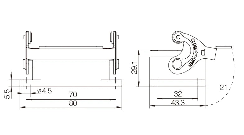 H6B-ST-1L Heavy Duty Connector Compact Series Top Entry Protective Hoods