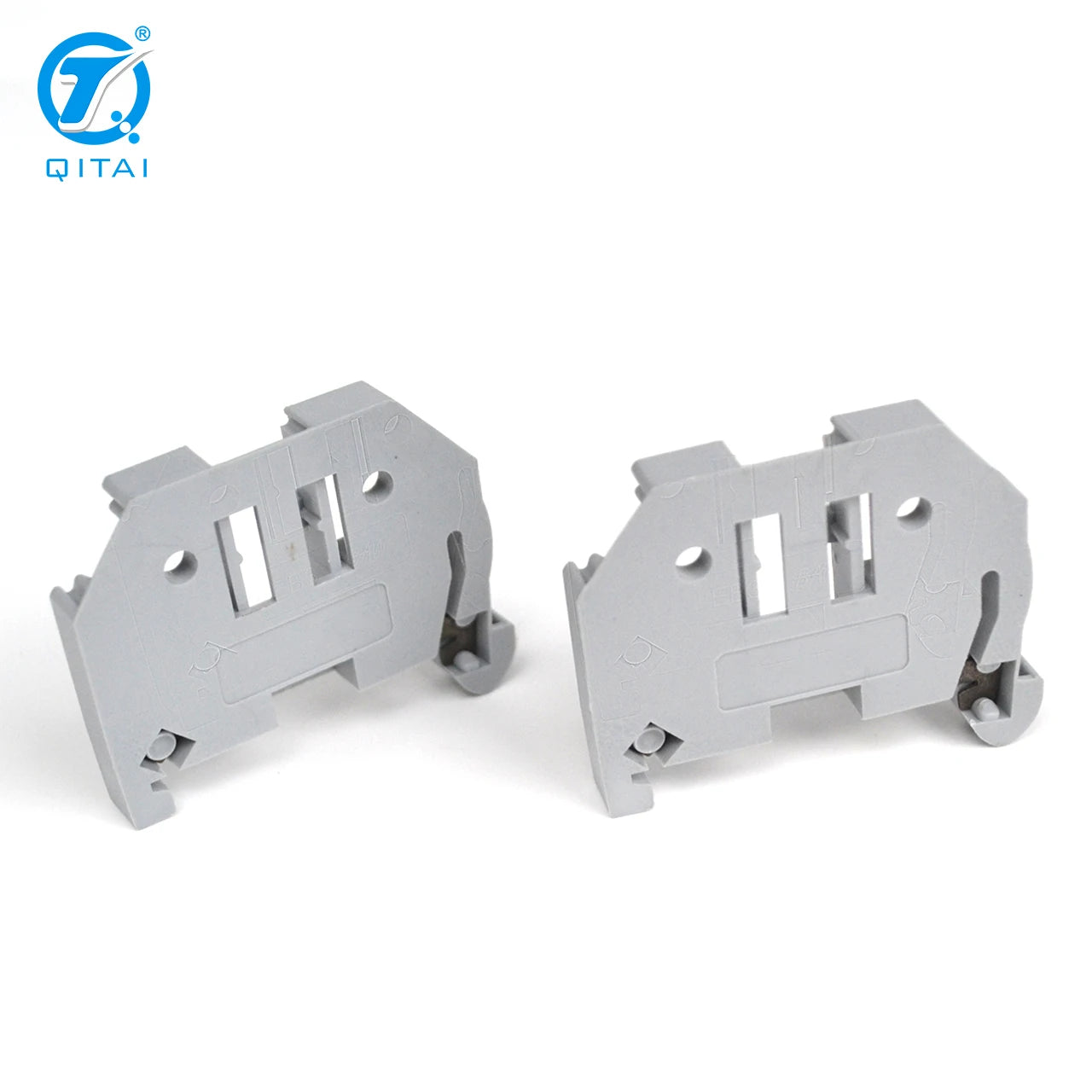 QUKJ-2G6 Screwless End Stop 249-116 Width 6 mm Suitable for 35 X 15 and 35 X 7.5 Din Rails Gray Endpoint Gear Block Connector
