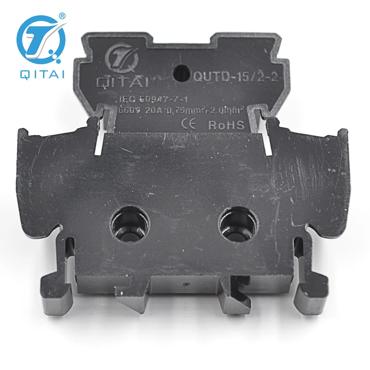QUTD-15/2-2 TBD-10 Double-Level Screw Din Rail Terminal Block 4-Contacts with Brass PC for Power Distribution and Equipment