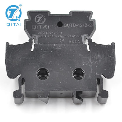QUTD-15/2-2 TBD-10 Double-Level Screw Din Rail Terminal Block 4-Contacts with Brass PC for Power Distribution and Equipment