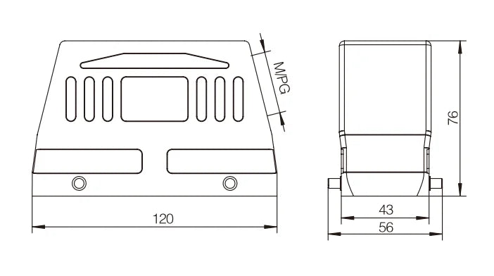 H24B-SKH-4B-PG29 Heavy Duty Connector Compact Series Top Entry Protective Hoods with Aluminum Housing and Copper Contacts