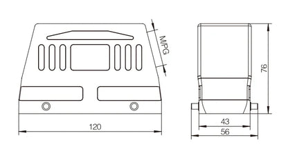 H24B-SKH-4B-PG29 Heavy Duty Connector Compact Series Top Entry Protective Hoods with Aluminum Housing and Copper Contacts