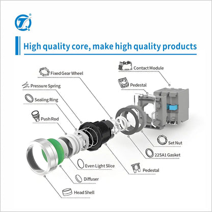 QDN22SA3-Y1 Custom Durable Plastic/Metal 22mm Industrial 2 Gear 3 Gear Industry Grade Control Knob Key Switch Button