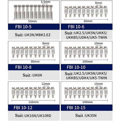 FBI Plug-In Din Rail Terminal Block Central Fixed Bridge Screw Bridge Screw Shorting Links Terminal Block Plugging Jumper