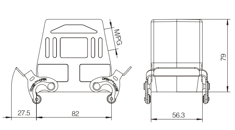 H32A-SKH-2L-PG21 Heavy Duty Connector Compact Series Top Entry Protective Hoods
