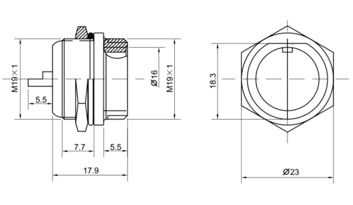 20M-4B Double-notch Socket B Aviation Plug and Socket  2 3 4 5 6 7 8  9 10 11 12 Pin Small Male and Female Connector Hole 20mm