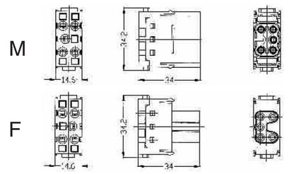 HME-005-MS 16A 400V Copper Contact Heavy Duty Industrial Electrical Connector HDC
