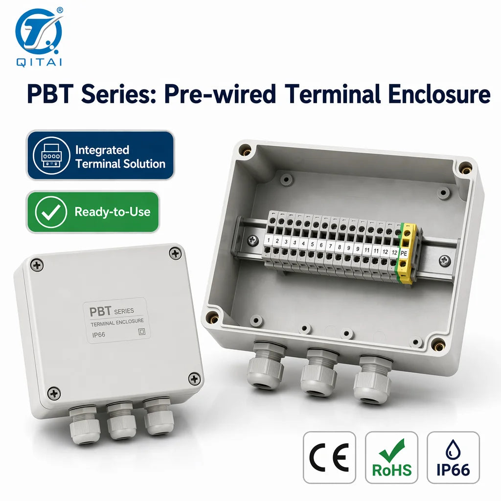 PBT Series Terminal Block Box IP66 Waterproof Integrated Junction Box with 3-6 Poles Pre-installed Terminal Strip