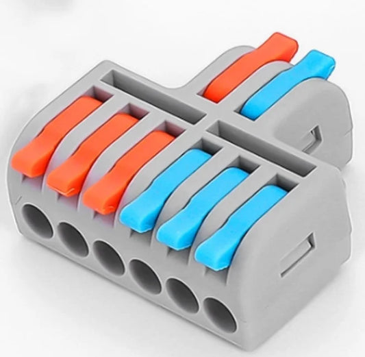 QDF-4-62   Mini Fast Universal Wire Splitter 2 in 6 Out Terminal Block SPL-62 Compact Wiring Cable Connector Push-in Conductor