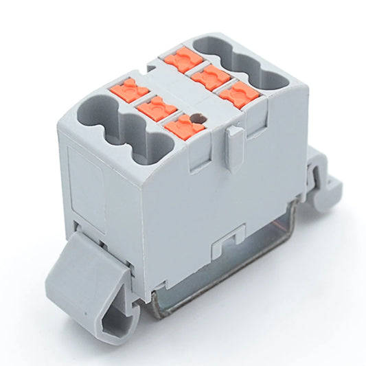 QPTFX 6/6*2.5D  Din Rail Distribution Block with Push-In Connection Copper Contacts 24A Max for Automotive & Industrial Use