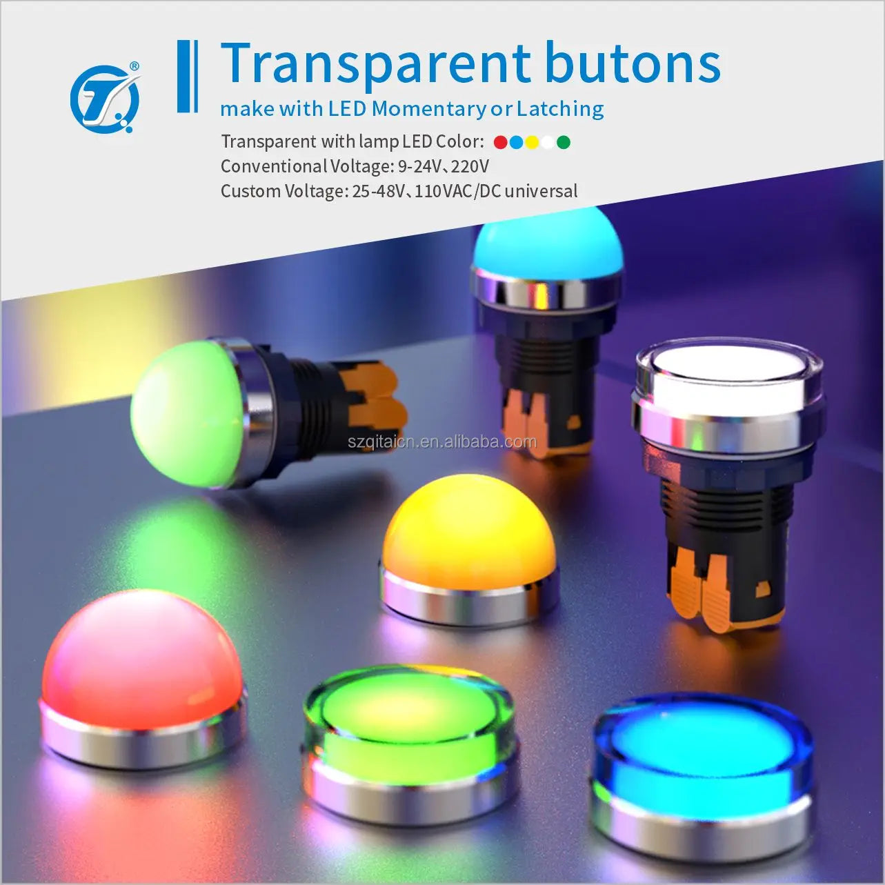 Industrial-grade Custom LED Switch Push Button with Latching & Momentary Functions High-quality 9-24V/25-48V Metal/Plastic