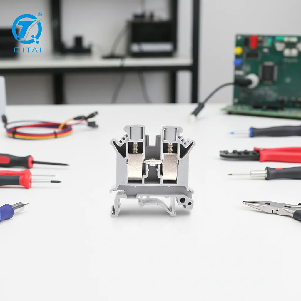 QUKJ-10 Feed Through Screw Terminal Blocks 0.5-10mm2 800V 57A 2 Contacts Copper OEM&ODM Manufacturer Factory