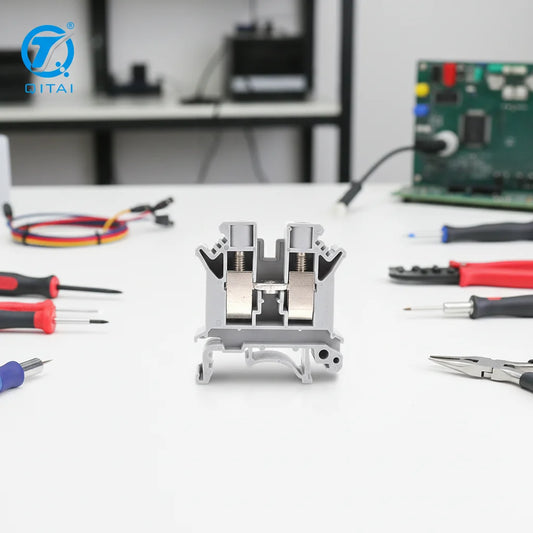 QUKJ-10 Feed Through Screw Terminal Blocks 0.5-10mm2 800V 57A 2 Contacts Copper OEM&ODM Manufacturer Factory