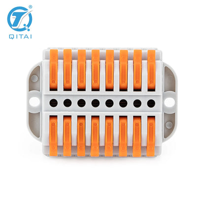 KV233-500T-8P 8P 250V 32A Lever Terminals Orange Mini Quick Connector Splicing Terminal Independent Management Wire Conductor