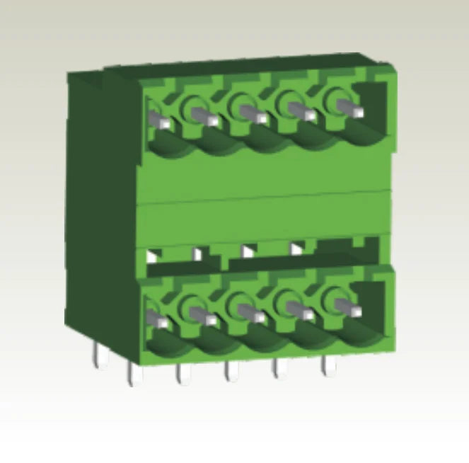 QSD-500RC  5.00mm  Double Layer 2P-24P Socket Terminal Block Connector PCB Plug-in Type Green Terminal Block