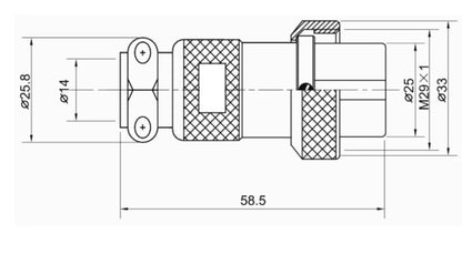 30MF-2A Single-notch Socket B Aviation Socket  2 3 4 5 6 7 8  Pin Small Male and Female Connector Hole 30mm