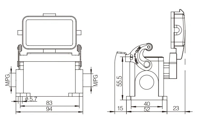 H10B-SG-CV-1L-M25 Heavy Duty Connector Compact Series Top Entry Protective Hoods